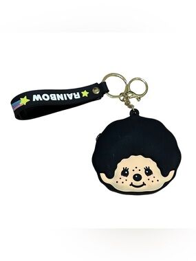Monchhichi Black Silicon Zipper Coin Case Keychain Bagcharm